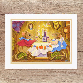 Whimsical Harvest Mice aangepaste tekst Briefkaart