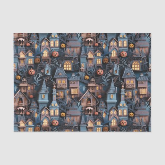 Whimsical Haunted House Halloween Tissuepapier (Voorkant)