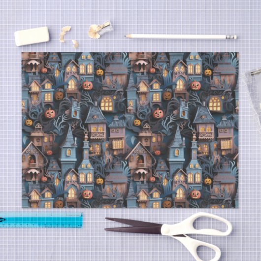 Whimsical Haunted House Halloween Tissuepapier (Craft)