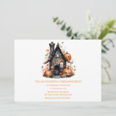 Whimsical Haunted House & Pumpkins Halloween Bash Kaart (Staand voorkant)