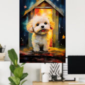 Whimsical Havanese Puppy Dog Poster (Thuiskantoor)