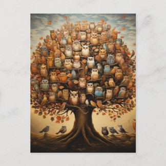 Whimsical Haven: Het met de uil versierde arboretu Briefkaart