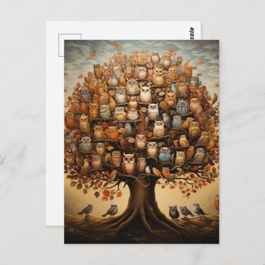 Whimsical Haven: Het met de uil versierde arboretu Briefkaart (Voorkant / Achterkant)