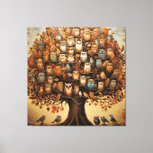 Whimsical Haven: Het met de uil versierde arboretu Canvas Afdruk (Voorkant)