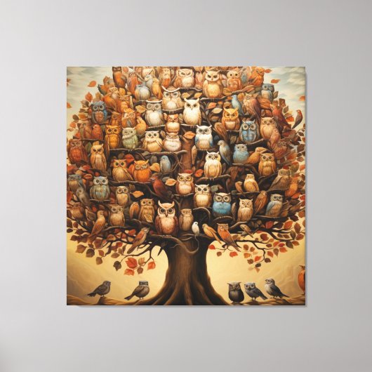Whimsical Haven: Het met de uil versierde arboretu Canvas Afdruk (Voorkant)