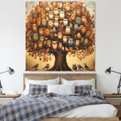 Whimsical Haven: Het met de uil versierde arboretu Canvas Afdruk (Insitu (Slaapkamer))