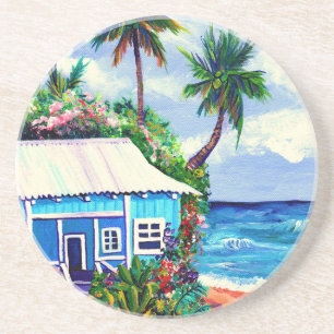 Whimsical Hawaiian Beach Cottage Zandsteen Onderzetter