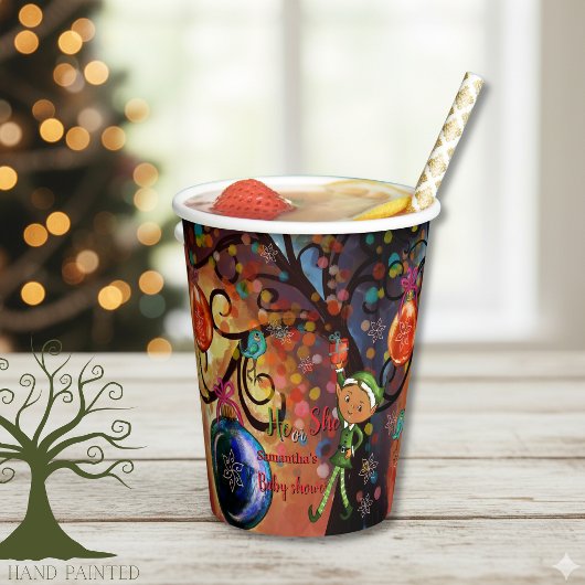 Whimsical "He or She" Elf Gender Reveal Party  Papieren Bekers