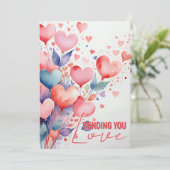 Whimsical Heart Balloon Waterverf Love Message Kaart (Staand voorkant)
