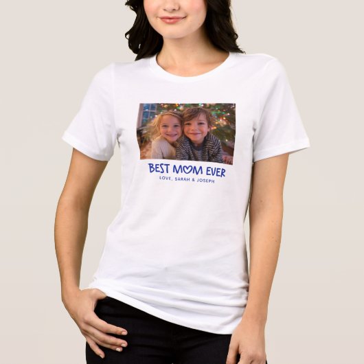 Whimsical Heart Best Mom Ever Holiday Photo Tri-Blend Shirt (Voorkant)