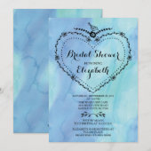 Whimsical Heart Blue Waterverf Vrijgezellenfeest Kaart (Voorkant / Achterkant)