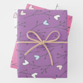 Whimsical Heart Branches Trio Trio Inpakpapier Vel (In situ)