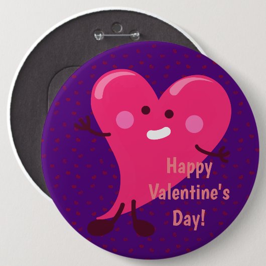 Whimsical Heart Character | Fijne Valentijnsdag Ronde Button 6,0 Cm (Voorkant /achterkant)