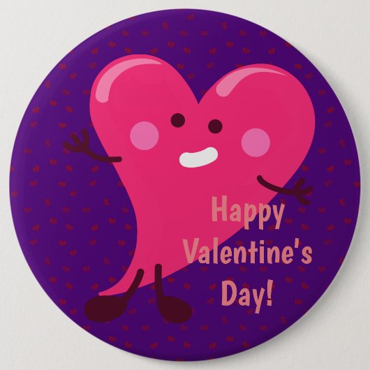 Whimsical Heart Character | Fijne Valentijnsdag Ronde Button 6,0 Cm (Voorkant)