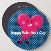 Whimsical Heart Character | VALENTIJNSDAG Ronde Button 6,0 Cm (Voorkant /achterkant)