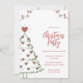 Whimsical Heart Christmas Tree Holiday Party       Kaart (Voorkant)