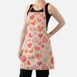 Whimsical Heart Cookie Design in roze tinten Schort