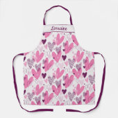 Whimsical Heart Design in roze en pruim tonen Schort (Voorkant)