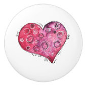 Whimsical Heart Doodle Keramische Knop (Voorkant)