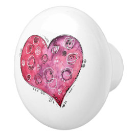 Whimsical Heart Doodle Keramische Knop