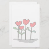 Whimsical Heart Flowers Briefpapier (Voorkant / Achterkant)