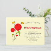 Whimsical Heart Flowers Moederdag Brunch Kaart (Staand voorkant)