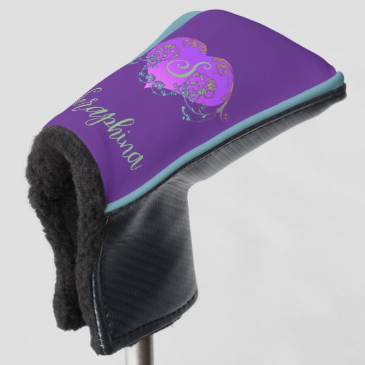 Whimsical Heart gepersonaliseerd Golfheadcover (3/4 voorkant)