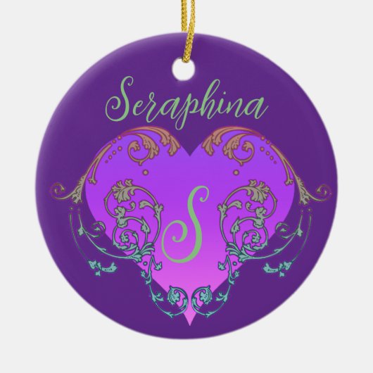 Whimsical Heart gepersonaliseerd Keramisch Ornament (Voorkant)