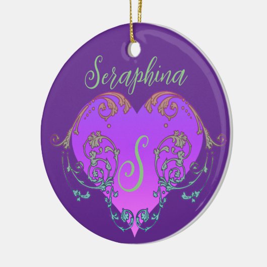 Whimsical Heart gepersonaliseerd Keramisch Ornament (Links)