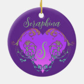 Whimsical Heart gepersonaliseerd Keramisch Ornament (Achterkant)