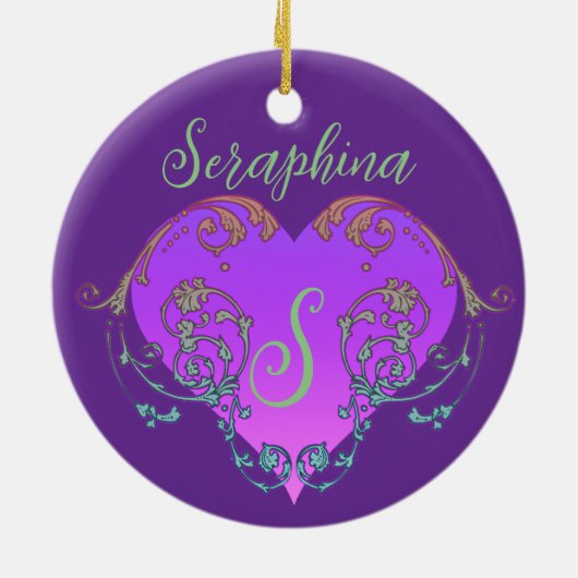 Whimsical Heart gepersonaliseerd Keramisch Ornament (Achterkant)