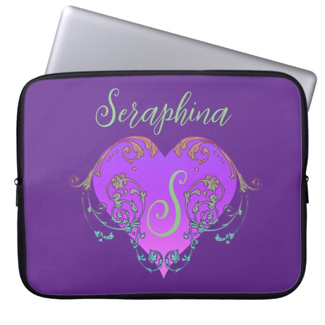 Whimsical Heart gepersonaliseerd Laptop Sleeve (Voorkant)