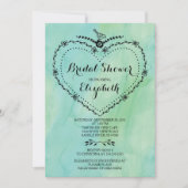 Whimsical Heart Green Waterverf Vrijgezellenfeest Kaart (Voorkant)