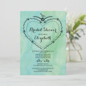 Whimsical Heart Green Waterverf Vrijgezellenfeest Kaart (Staand voorkant)