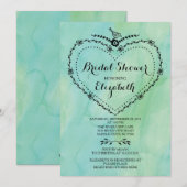 Whimsical Heart Green Waterverf Vrijgezellenfeest Kaart (Voorkant / Achterkant)