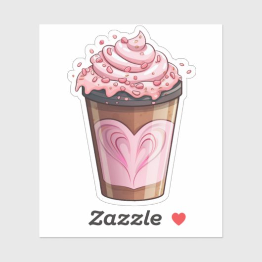 Whimsical Heart Ice Cream Shake Vinyl Sticker (Vel)