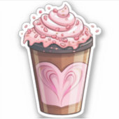 Whimsical Heart Ice Cream Shake Vinyl Sticker (Voorkant)