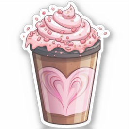 Whimsical Heart Ice Cream Shake Vinyl Sticker