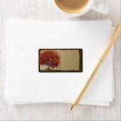 Whimsical Heart Leaf Dark Tree Oranje en Plum Gold Etiket (Insitu)