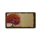 Whimsical Heart Leaf Dark Tree Oranje en Plum Gold Etiket (Voorkant)