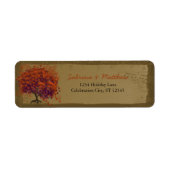 Whimsical Heart Leafed Tree Oranje & Plum on Gold Etiket (Voorkant)