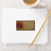 Whimsical Heart Leafed Tree Oranje & Plum on Gold Etiket (Insitu)