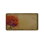 Whimsical Heart Leafed Tree Oranje & Plum on Gold Etiket (Voorkant)