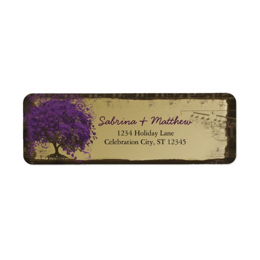 Whimsical Heart Leafed Tree Plum op Gold Etiket (Voorkant)