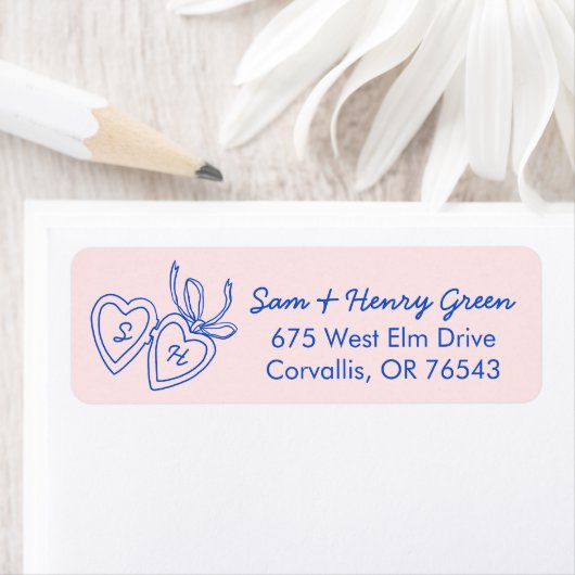 Whimsical Heart Locket Doodle CUSTOM Return Addres Etiket (Insitu)