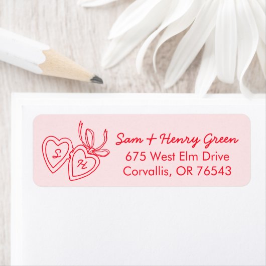Whimsical Heart Locket Doodle CUSTOM Return Addres Etiket (Insitu)