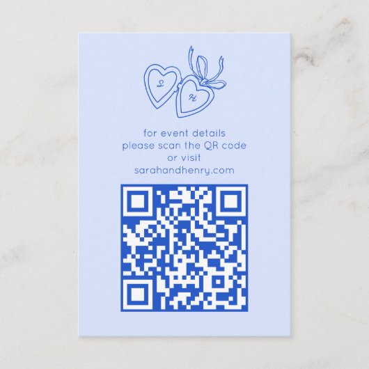 Whimsical Heart Locket Doodle Sketch CUSTOM QRCode Informatiekaartje (Voorkant)