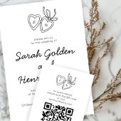 Whimsical Heart Locket Doodle Sketch CUSTOM QRCode Informatiekaartje