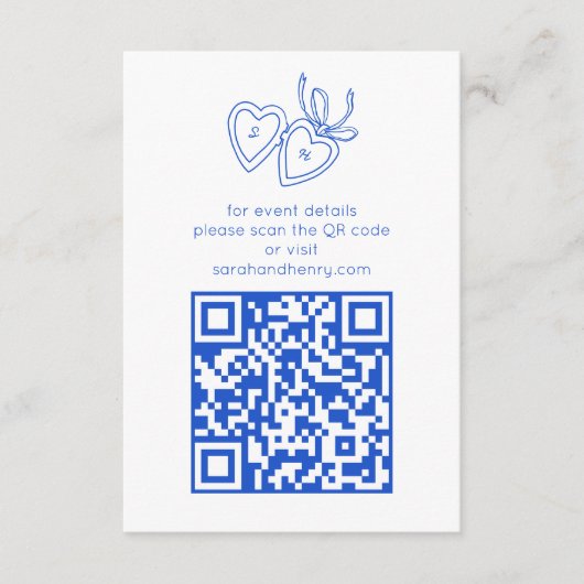 Whimsical Heart Locket Doodle Sketch CUSTOM QRCode Informatiekaartje (Voorkant)