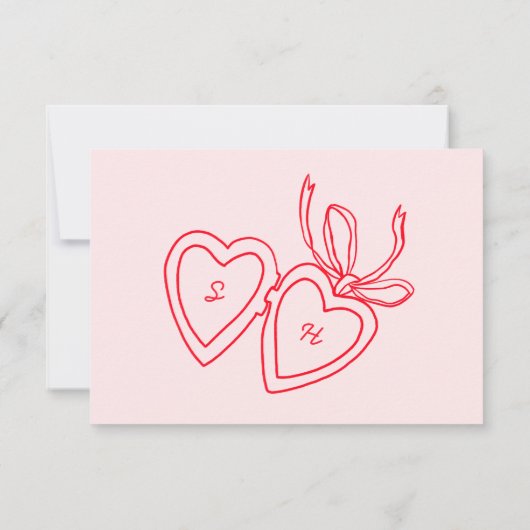 Whimsical Heart Locket Doodle Sketch CUSTOM RSVP Kaartje (Achterkant)